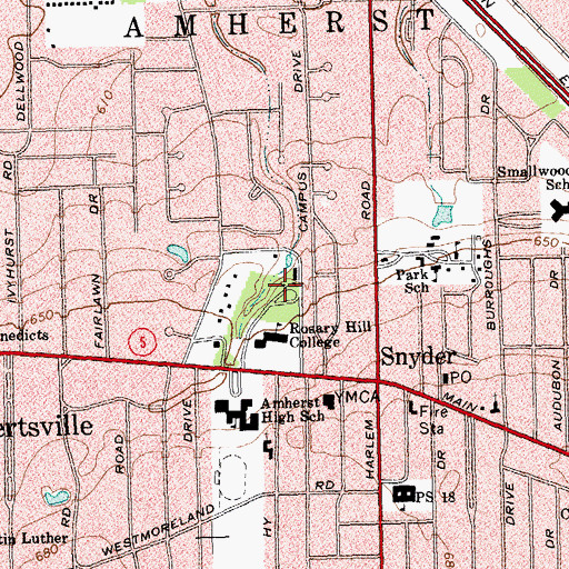 Topographic Map of Rosary Hall, NY