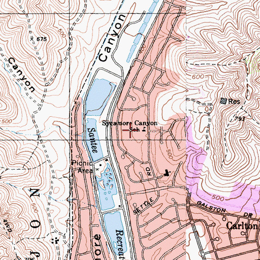 Topographic Map of Sycamore Canyon Elementary School, CA