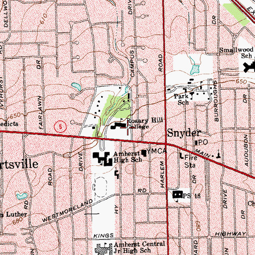 Topographic Map of Charles L And Gloria B Lumsden Gymnasium, NY