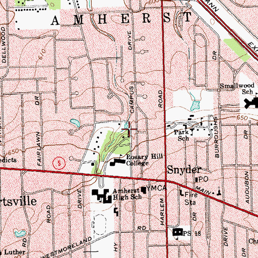 Topographic Map of Daemen Hall, NY
