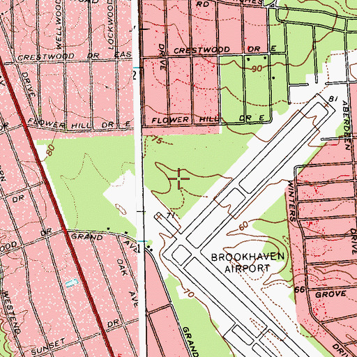 Topographic Map of Dowling College Brookhaven Campus, NY