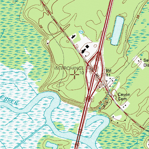 Topographic Map of Georgia Islands Factory Shoppes, GA