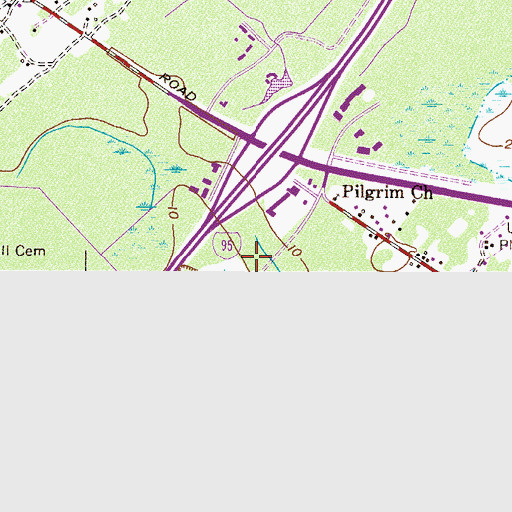 Topographic Map of Savannah Festival Shops, GA