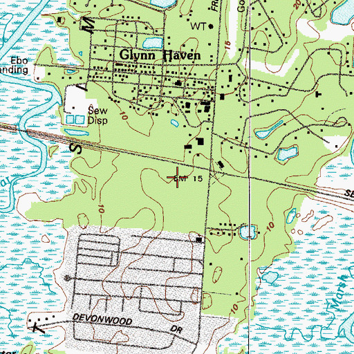 Topographic Map of Shops at Sea Island Shopping Center, GA