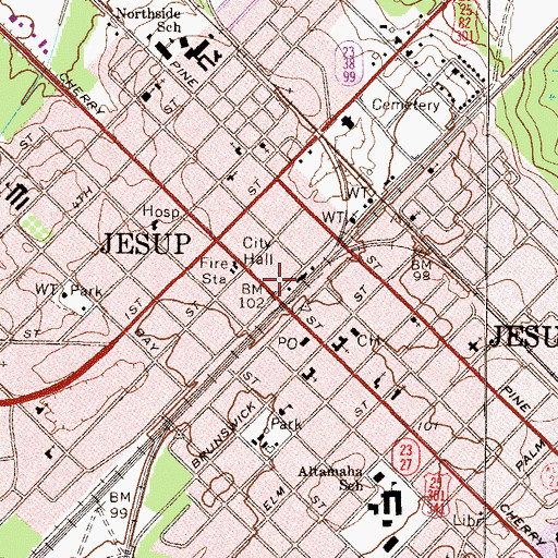 Topographic Map of Whaley Shopping Center, GA