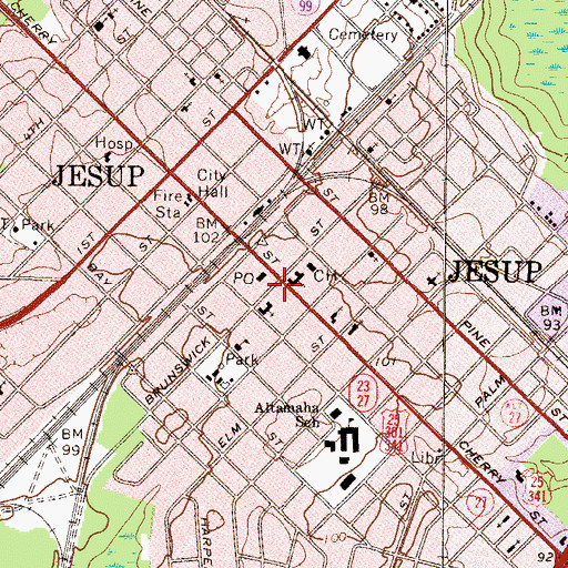 Topographic Map of First Baptist Church School, GA