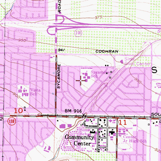 Topographic Map of Sycamore Elementary School, CA