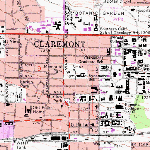 Topographic Map of Sycamore Elementary School, CA