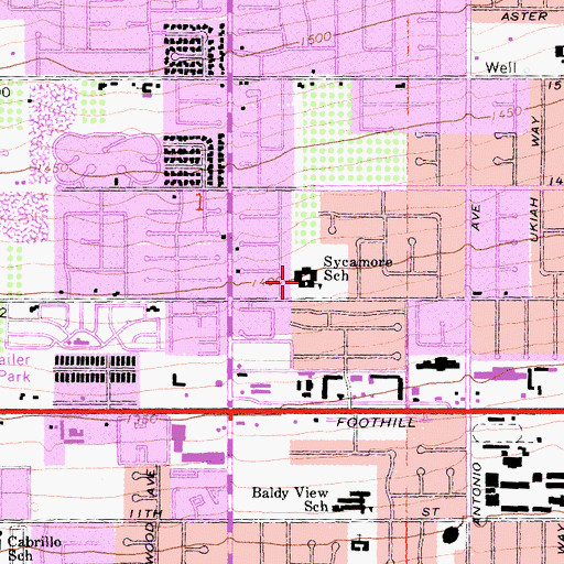 Topographic Map of Sycamore Elementary School, CA