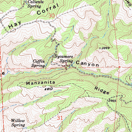Topographic Map of Sycamore Spring, CA