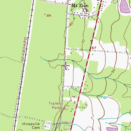 Topographic Map of South Main Baptist Church, GA
