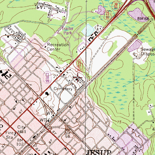 Topographic Map of Northside Baptist Church, GA