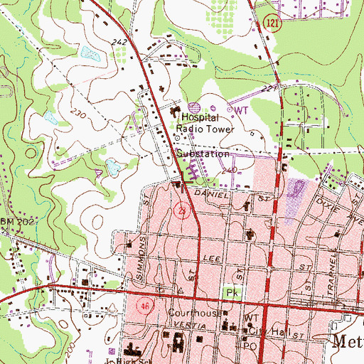 Topographic Map of Cedar Street Baptist Church, GA