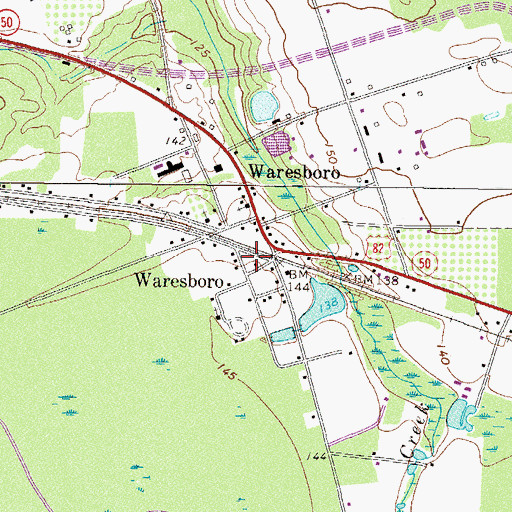 Topographic Map of Waresboro First United Methodist Church, GA