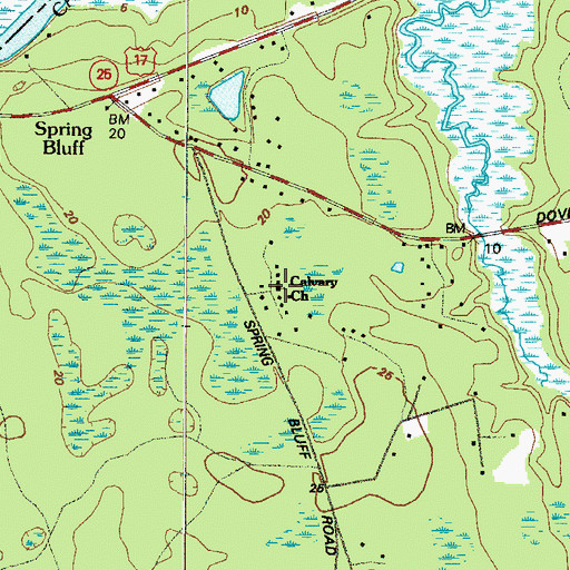 Topographic Map of Mount Calvary Baptist Church, GA