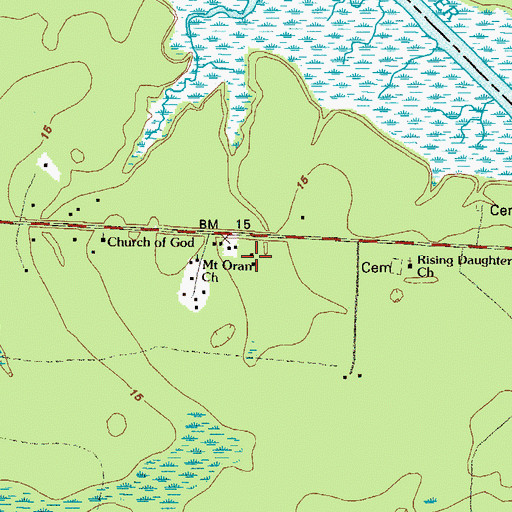 Topographic Map of Mount Odum Baptist Church, GA