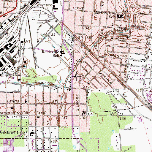 Topographic Map of Brunel Street Church of God, GA