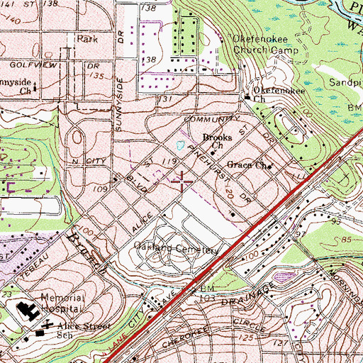 Topographic Map of Church of the Nazarene, GA