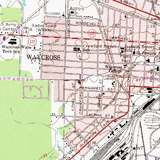 Topographic Map of Crawford Street Baptist Church, GA