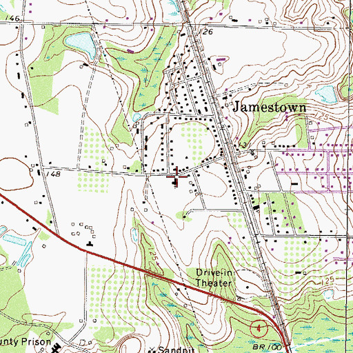 Topographic Map of Jamestown United Methodist Church, GA