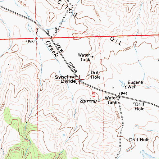 Topographic Map of Syncline Divide, CA