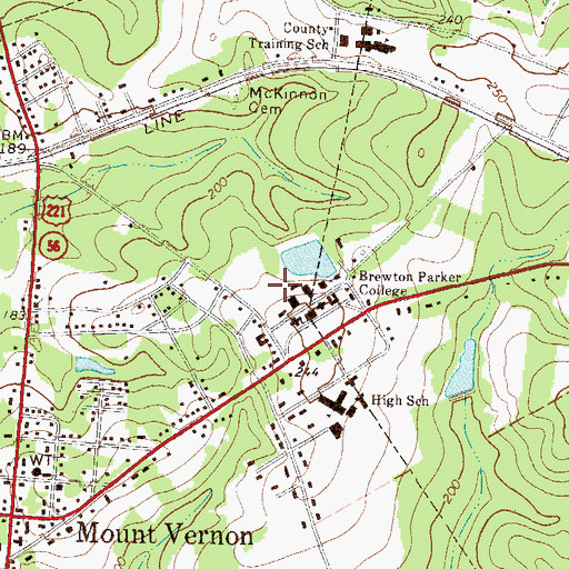 Topographic Map of Brewton - Parker College Mount Vernon Campus Fountain - New Library, GA