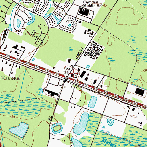 Topographic Map of Camden County Public Library, GA