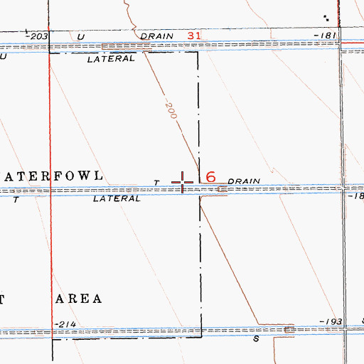 Topographic Map of T Drain, CA