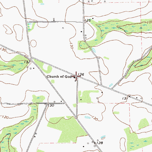 Topographic Map of Screven Church of God, GA