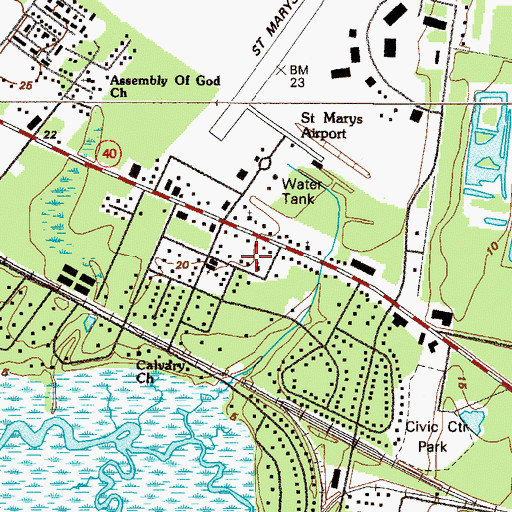 Topographic Map of Coastal Baptist Church, GA