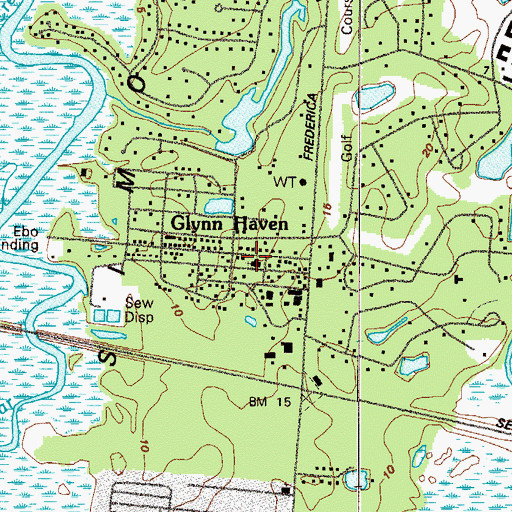 Topographic Map of Glynn Haven Baptist Church, GA