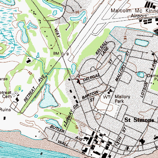 Topographic Map of Saint Simons Presbyterian Church, GA