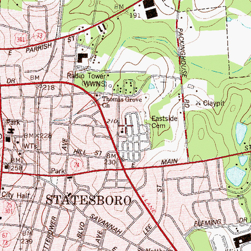 Topographic Map of First Assembly of God Church, GA