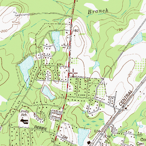 Topographic Map of Fletcher Memorial Baptist Church, GA