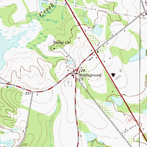 Topographic Map of Langston United Methodist Church, GA