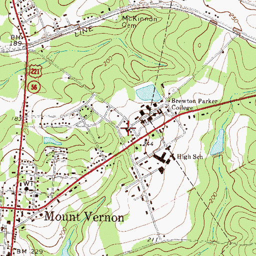 Topographic Map of Brewton - Parker College Mount Vernon Campus Leroy Hall, GA