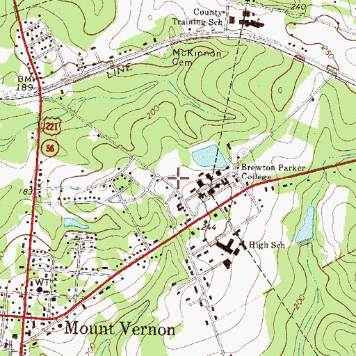 Topographic Map of Brewton - Parker College Mount Vernon Campus Jordan Business Building, GA