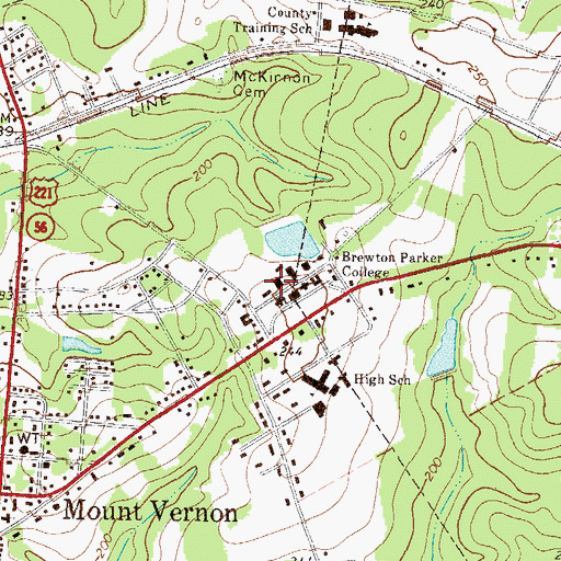 Topographic Map of Brewton - Parker College Mount Vernon Campus Parker Gymnasium, GA