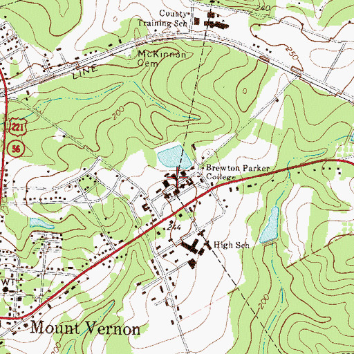 Topographic Map of Brewton - Parker College Mount Vernon Campus Cook Building, GA