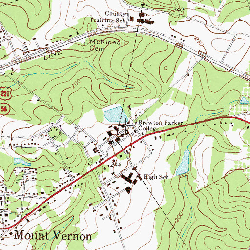 Topographic Map of Brewton - Parker College Mount Vernon Campus Phillips Student Center, GA