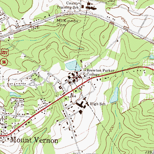 Topographic Map of Brewton - Parker College Mount Vernon Campus Newton Building, GA