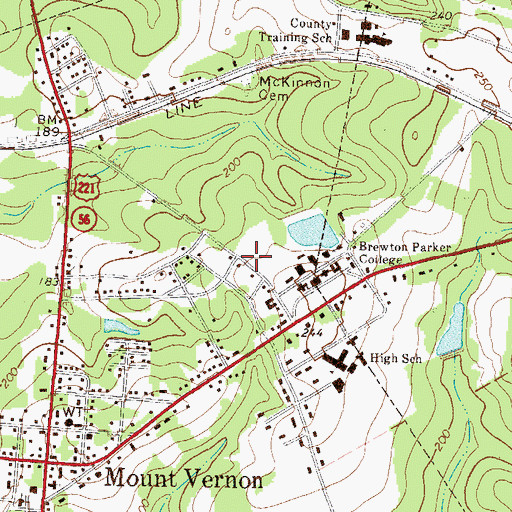 Topographic Map of Brewton - Parker College Mount Vernon Campus Holliman Fountain Education Center, GA