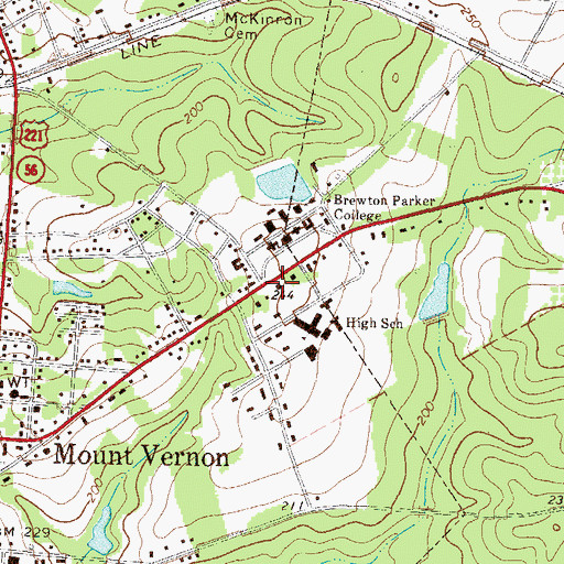 Topographic Map of Brewton - Parker College Mount Vernon Campus Conner House, GA