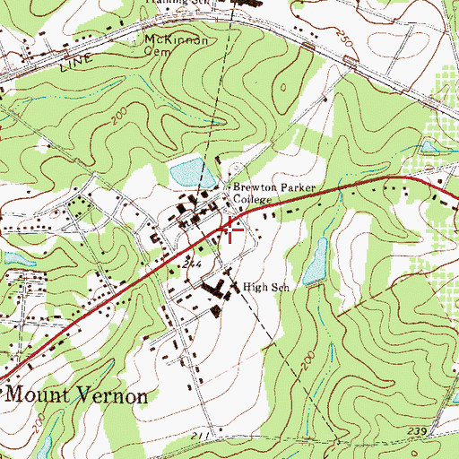 Topographic Map of Brewton - Parker College Mount Vernon Campus Briscoe Center, GA