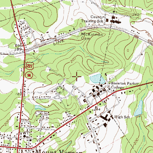 Topographic Map of Brewton - Parker College Mount Vernon Campus Student Activities Center, GA