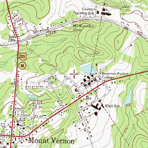 Topographic Map of Brewton - Parker College Mount Vernon Campus Morgan Moses Science Center, GA