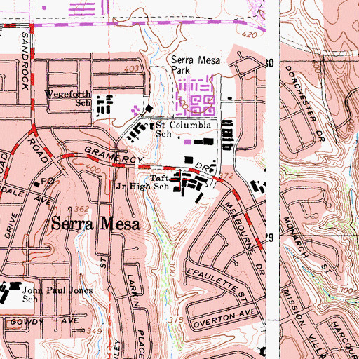Topographic Map of Taft Junior High School, CA