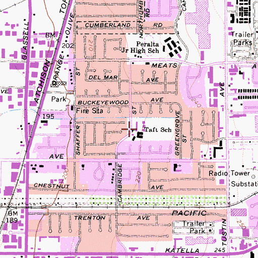 Topographic Map of Taft Elementary School, CA