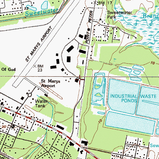 Topographic Map of Saint Marys Police Department, GA