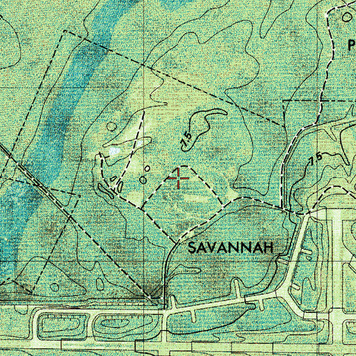 Topographic Map of Savannah Hilton Head International Airport Police Department, GA